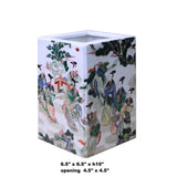 Chinese Distressed Off White Porcelain People Scenery Square Pot ws1079S