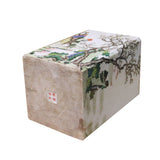 Chinese Distressed Off White Porcelain People Scenery Square Pot ws1079S