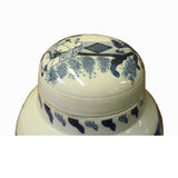 Chinese Blue White Round Porcelain People Graphic Accent Jar ws1104S