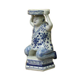 Oriental Vintage Ceramic Blue White Man Holding Dish Figure ws1118S