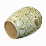 Gray Off White Flowers Fishes Graphic Fat Round Ceramic Vase ws1139S