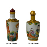 2 x Chinese Porcelain Snuff Bottle Flowers Ladies Graphic ws1254S