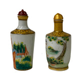 2 x Chinese Porcelain Snuff Bottle Flowers Ladies Graphic ws1254S