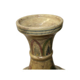 Cream Beige Base Color Flowers Birds Graphic Round Ceramic Vase ws1263S