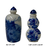 2 x Chinese Porcelain Snuff Bottle With Blue White Scenery Graphic ws1280S
