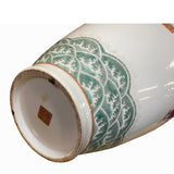 Oriental White Porcelain Burgundy Red Golden Dragon Graphic Vase ws1319S