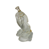 Crystal Glass Liuli Pate-de-Verre White Clear Hand w Bottle Figure ws1320S