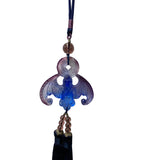 Liuli Crystal Glass Fengshui Fortune Blue Purple Bat Gift Decor Tassel ws1358S
