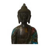 Chinese Metal Blue Enamel Cloisonné Sitting Meditation Buddha Statue ws1407S