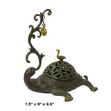 Chinese Brown Metal Turtle Fengshui Incense Holder Figure ws1413S