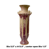 Handmade Decorative Ceramic Vase - Narrow Tall Distressed Plum Purple and Tan with Elephant Head Accents ws1505S