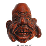 Chinese Bamboo Carved Happy Man Face Display ws301S