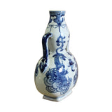 Chinese Blue White Porcelain Dragons Scroll Graphic Gourd Shape Vase cs5699S