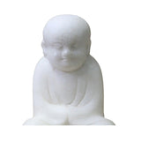 Chinese Oriental White Marble Stone Carved Monk Lohon Figure ws594S