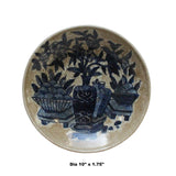 Chinese Beige Crackle Porcelain Fruits Vases Graphic Charger Plate ws774S