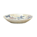 Chinese Beige Crackle Porcelain Flower Birds Graphic Charger Plate ws776S