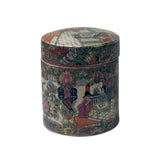 Chinese Oriental Porcelain People Scenery Round Shape Container Decor ws782S