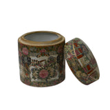 Chinese Oriental Porcelain People Scenery Round Shape Container Decor ws782S