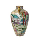 Chinese Oriental Porcelain People Scenery Golden Birds Vase ws793S