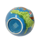 Chinese Matte Cyan Blue Ceramic Scenery Graphic Painting Gourd Vase ws804S