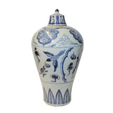 Chinese Blue White Round Porcelain Scenery Meiping Plum Jar ws809S