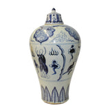 Chinese Blue White Round Porcelain Scenery Meiping Plum Jar ws809S
