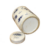 Chinese Blue White Ceramic Dragon Graphic Container Urn Jar ws812S