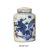 Chinese Blue White Ceramic Dragon Graphic Container Urn Jar ws812S