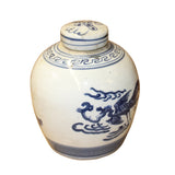 Chinese Blue White Ceramic Kirin Phoenix Graphic Ginger Jar ws814S
