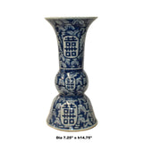 Chinese Blue White Double Happiness Graphic Porcelain Vase ws865S
