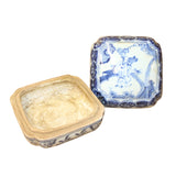 Chinese Blue White Porcelain Scenery Accent Square Box Display ws874S