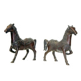 Pair Chinese Bronze Brown Metal Racing Horse Figures  ws927S