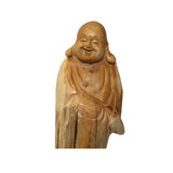 Chinese Cypress Wood Carved Irregular Shape Happy Buddha Statue ws977S