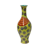 Chinese Yellow Color Ceramic Oriental Scenery Pattern Vase ws983S