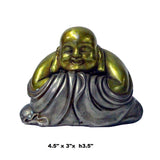 Chinese Oriental Rustic Bronze Metal Happy Buddha Statue Figure ws988S