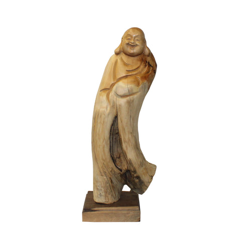 happy buddha - wooden buddha - zen buddha