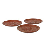 Chinese Red Resin Lacquer Round Flower Motif Plate 3 Pieces ws999S