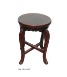 Vintage Chinese Leather Top Lacquer Round Stool