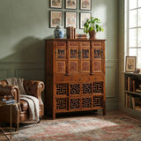 Chinese Brown Open Panel Relief Carving Storage Stack Cabinet cs5460S