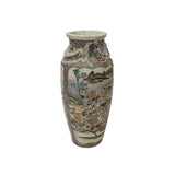 Vintage Asian Satusma Ceramic Handpainted Samurai Relief Dragon Motif Vase ws5026S
