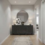 Distressed Gray Lacquer Cross Lattice Pattern Doors Sideboard Console Cabinet ws4318S