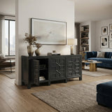 Distressed Gray Lacquer Cross Lattice Pattern Doors Sideboard Console Cabinet ws4318S