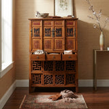 Chinese Brown Open Panel Relief Carving Storage Stack Cabinet cs5460S