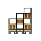 Set of 3 Black Tan Shutter Doors Display Cabinet Bookcase Room Divider ws4398S