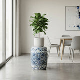 Oriental Blue and White Blossom Flowers Double Coins Porcelain Round Stool Table ws4320S