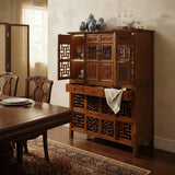 Chinese Brown Open Panel Relief Carving Storage Stack Cabinet cs5460S