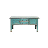 Vintage Chinese Distressed Turquoise Blue Foyer Narrow Side Console Table ws4394S