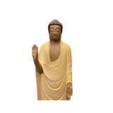 Chinese Tan Ceramic Standing Amitabha Shakyamuni Buddha Statue ws3054S