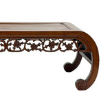 Rustic brown wood Kang table with scroll foot design