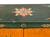 Tibetan Oriental Green Orange Foo Dogs Lions End Table Nightstand ws4634S